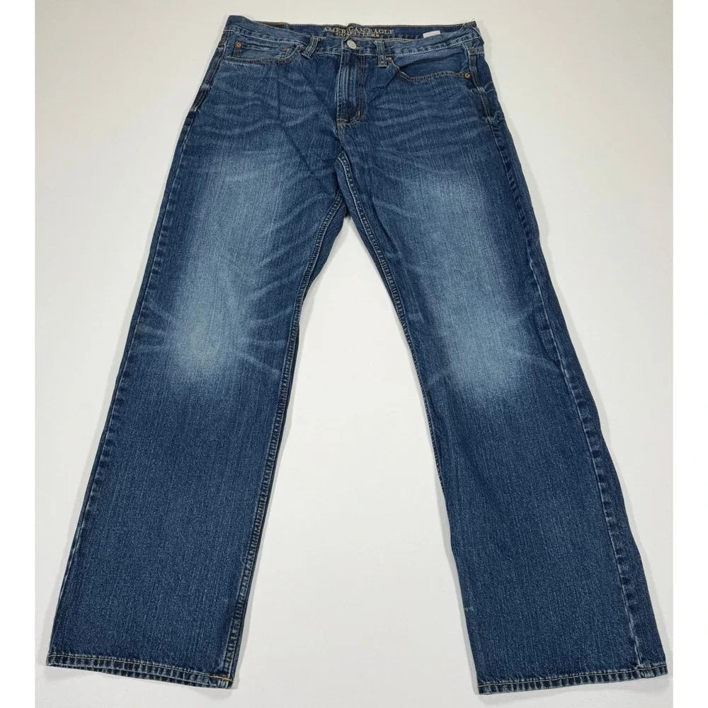 American Eagle Outfitters Loose Mens Jeans 34x34 Blue Medium Wash Denim